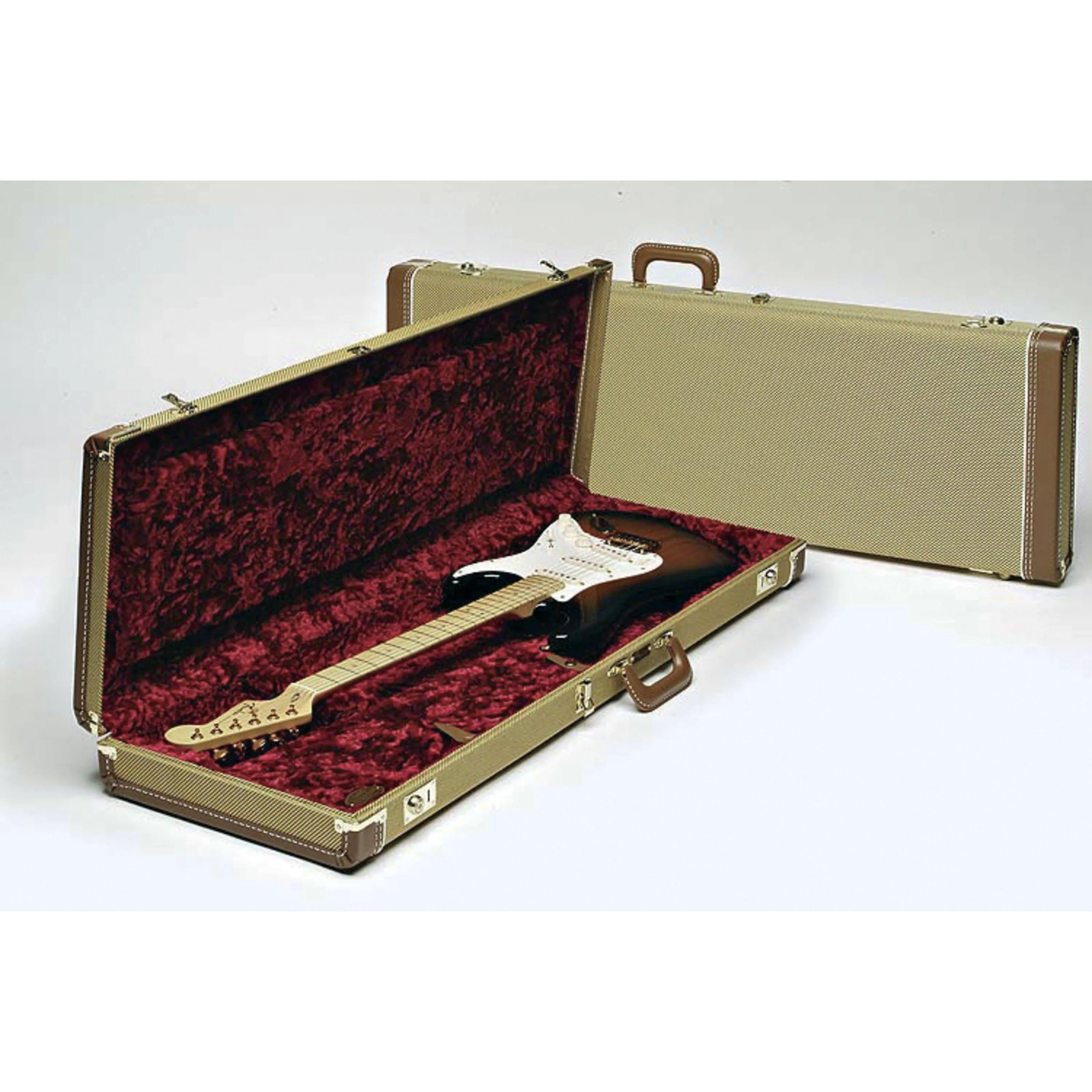 Fender G&G Deluxe Strat/Tele Hardshell Case, Tweed with Red Poodle Plush Interior 2016 | Reverb