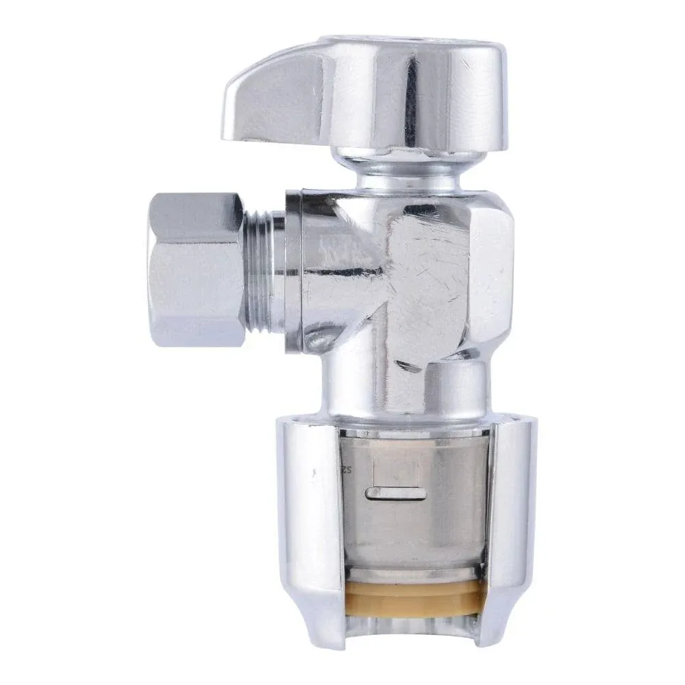 Sharkbite 1/2-in Push-to-Connect x 3/8-in Compression Brass Quarter Turn Stop ...