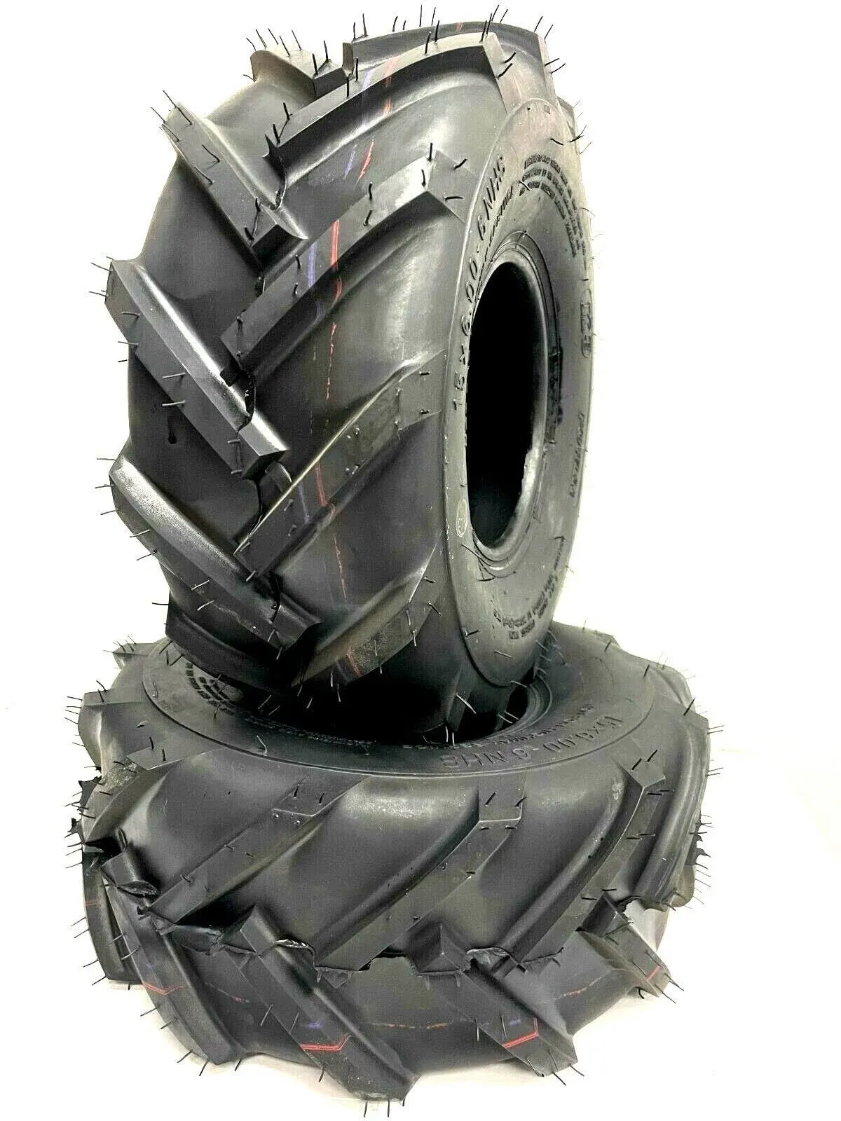 Two 15x6.00-6 15x600-6 15x6.00x6 Lawn Mower R1 Lug Tractor Tires 6ply W Tubes