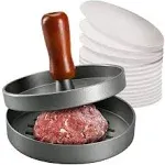 PIQUEBAR Burger Press Patty Maker Stainless Steel Hamburger Mold Non-Stick with 100 Patty Papers