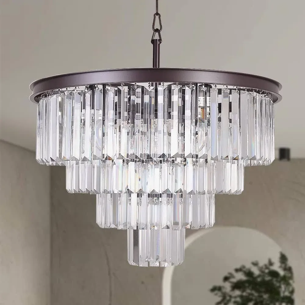 MEELIGHTING Oil Rubbed Bronze Crystal Modern Contemporary Chandeliers Pendant ...