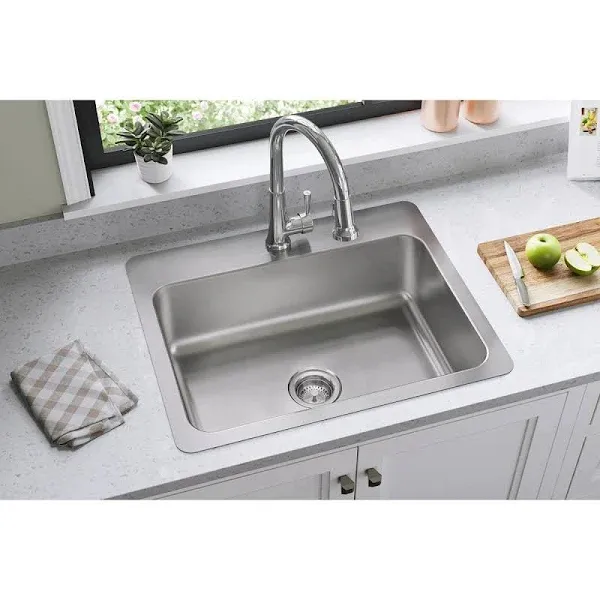 Elkay Dayton Stainless Steel 27&#034; x 22&#034; x 8&#034;, Single Bowl Dual Mount Sink