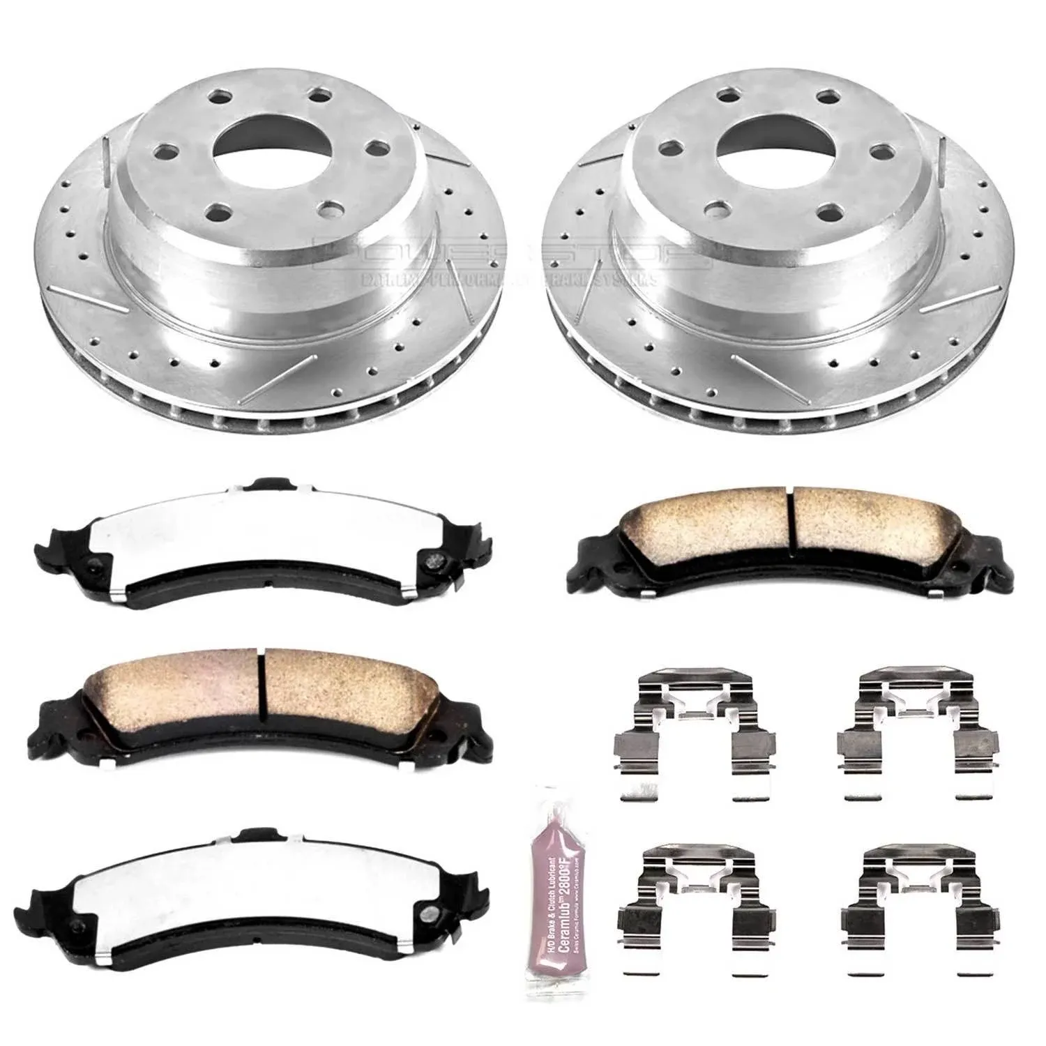 Powerstop® K2046-36 Rear Z36 Truck Carbon-Fiber Ceramic Brake Pad and Drilled &amp; Slotted Rotor Kit