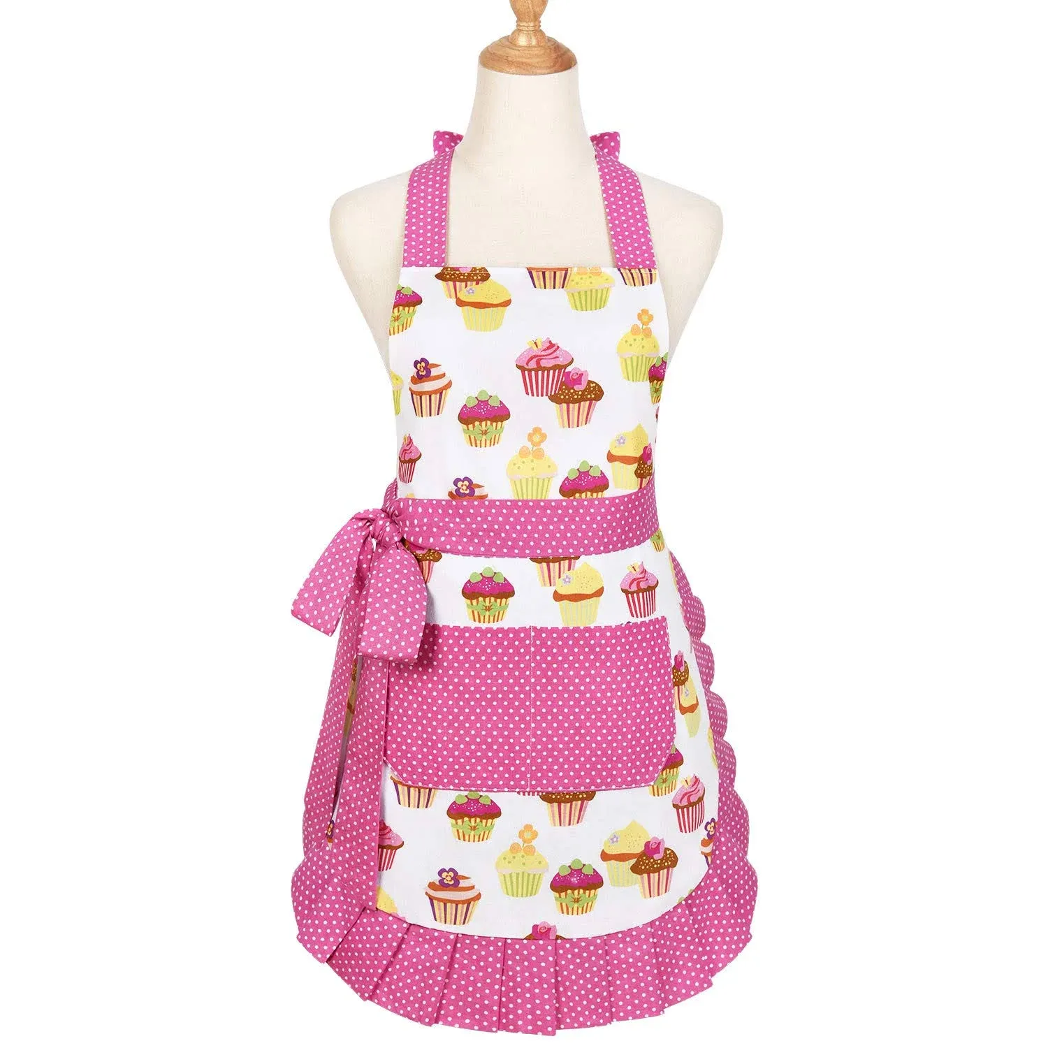 Claswcalor 100 Cotton Cupcake Pattern Aprons, Cute Baking Apron Adjustable ...