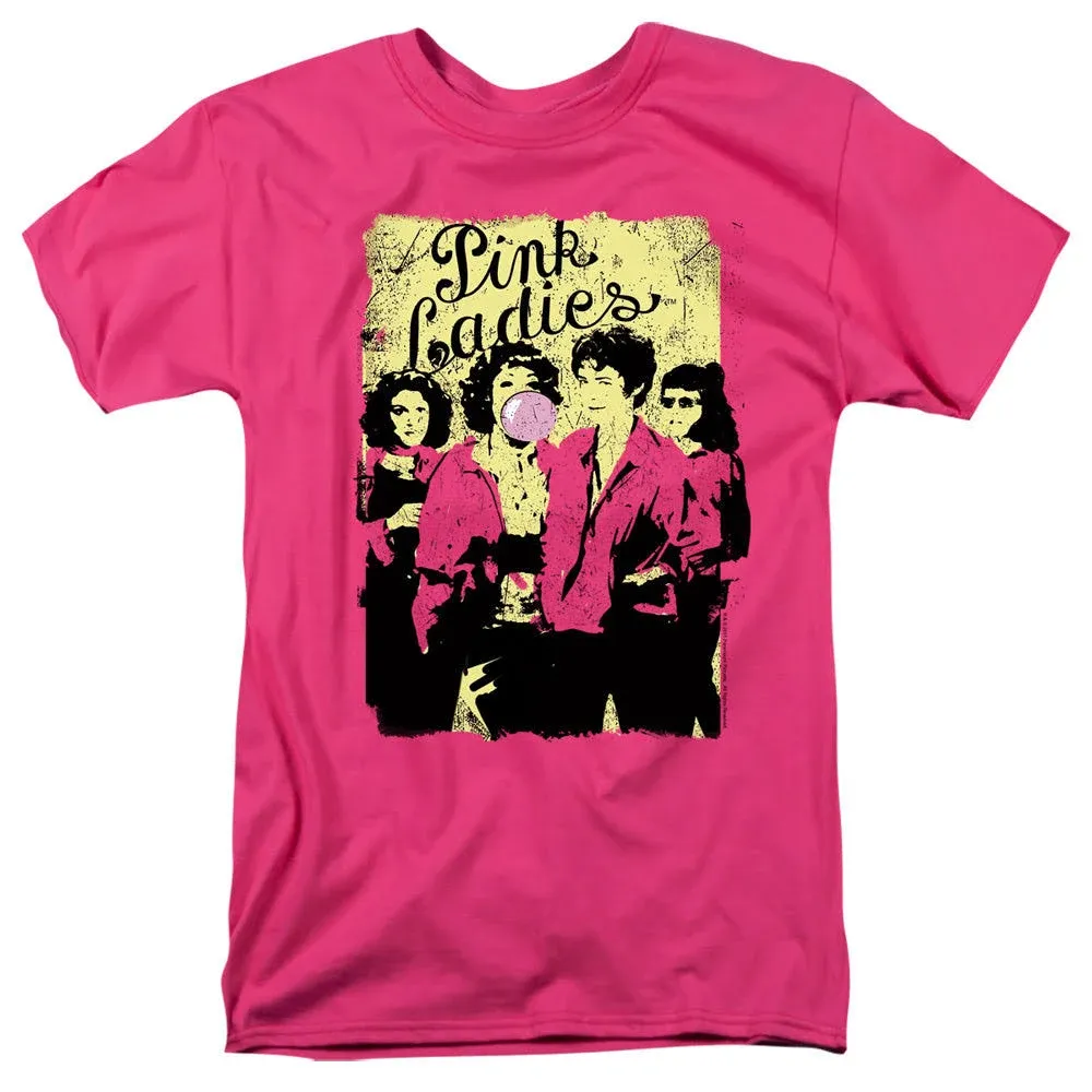 Grease - Pink Ladies - Short Sleeve Adult 18/1 - Hot Pink T-Shirt