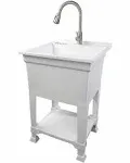 UTILITYSINKS 999-7000 24" Compact Workshop Freestanding Laundry Sink with Faucet