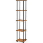 Furinno Turn-n-tube 5-tiers Corner Square Rack Display Shelf Light Cherry/black