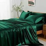 Entisn 5Pcs Silky Satin Sheets Set, King Size Satin Bed Sheets Set, Blackish