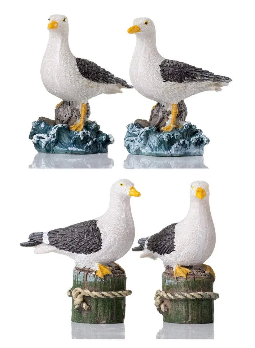 Homerry Garden Bird Statue - 4pcs Small Seagull Decor Birds Figurines Ornaments ...