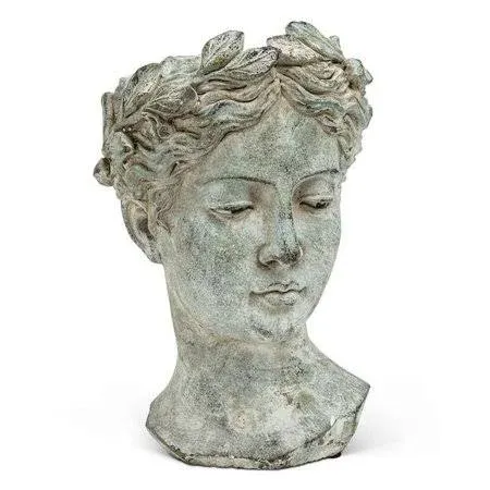 Conservatorio 10 in. Woman Head Planter, Grey - Large