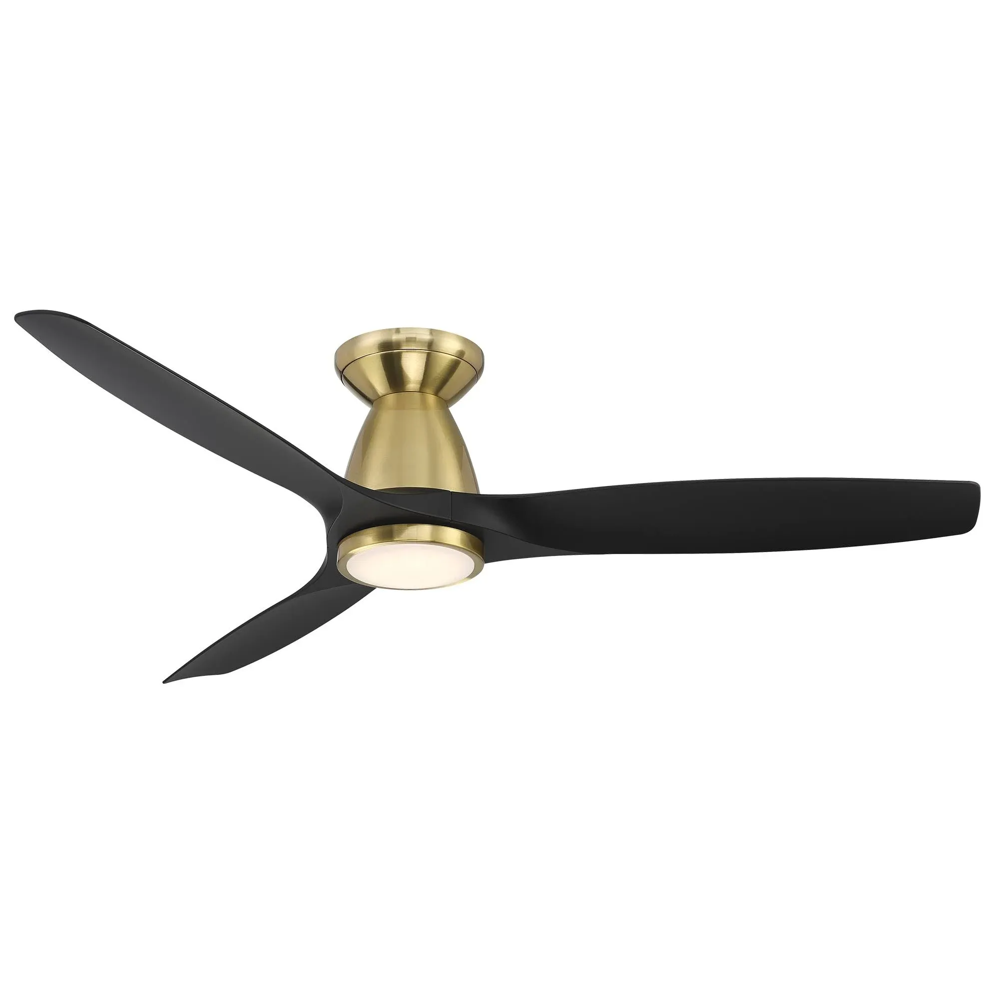 Modern Forms Skylark 54-in Soft Brass with Matte Black Blades Integrated LED Indoor/Outdoor Flush Mount Smart Ceiling Fan with Light and Remote (3-Blade) Lowes.com