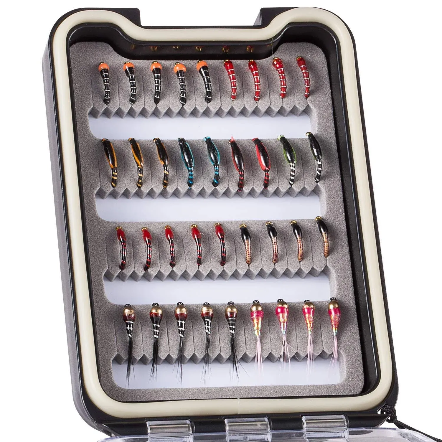 Bassdash Fly Fishing Flies Kit Fly Assortment Trout Bass Fishing with Fly Box, 36/64/72/76/80/96pcs with Dry/Wet Flies, Nymphs, Streamers