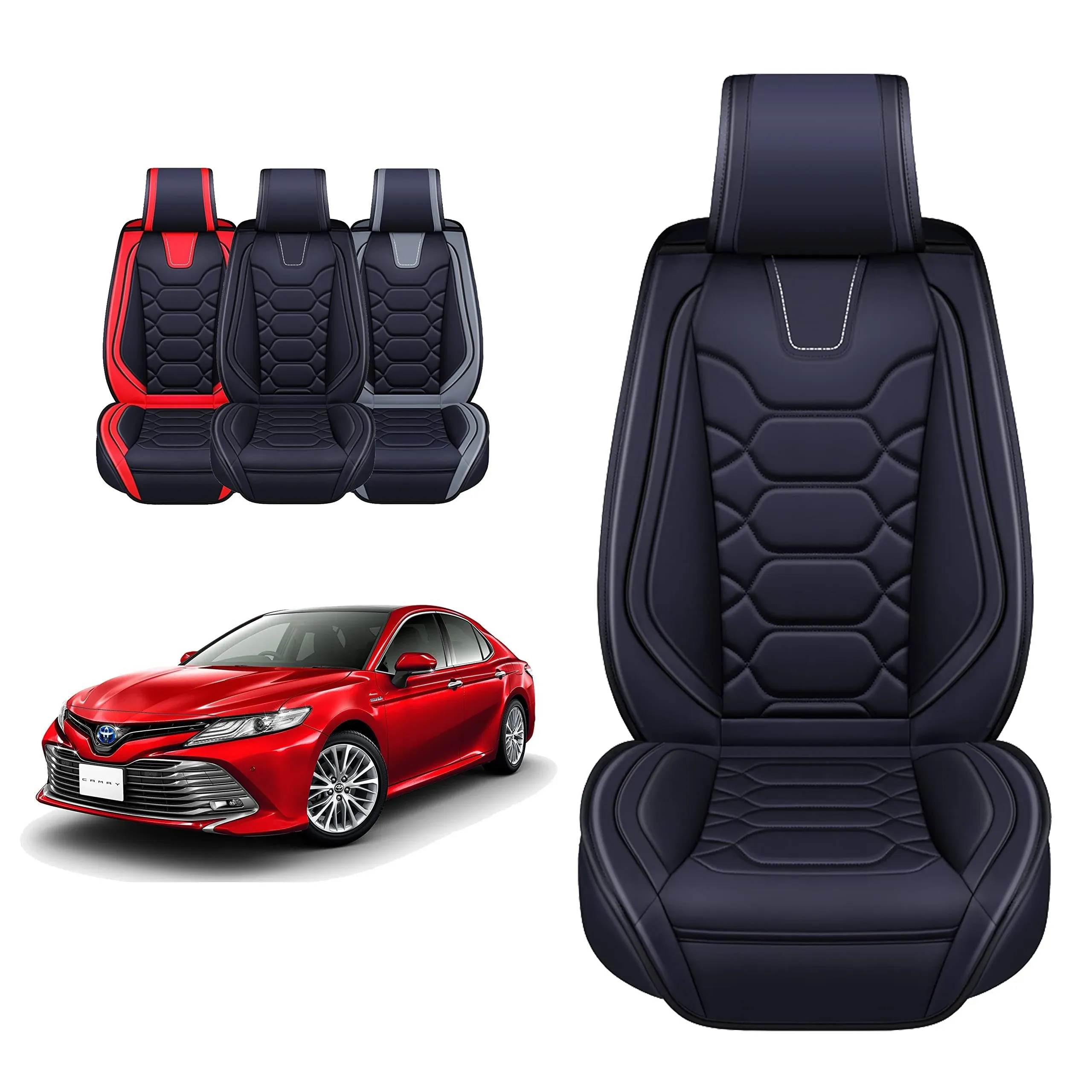 OASIS AUTO Toyota Camry Accessories Seat Covers 2012-2025 Custom Fit Leather ...