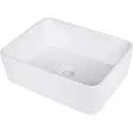 White 16" x 12" Rectangular Bathroom Sink Above Counter KGAR Ceramic Vessel