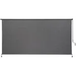 Pewter Cordless Light Filtering Fade Resistant Fabric Exterior Roller Shade 120 in. W x 72 in. L