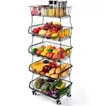 Fruit Vegetable Basket for Kitchen, 5 Tier Stackable Fruit Vegetable Storage Baskets