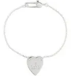 Gucci Trademark Bracelet with Heart Pendant, Size 8 US, Sterling Silver, Sterling Silver