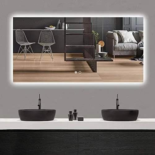 Keonjinn LED Mirror 48 x 24 inch Backlit Mirror Lighted Bathroom Mirror with Lights Large Wall Mounted Anti-Fog LED Vanity Mirro