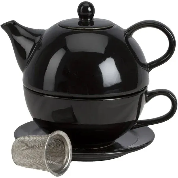 Omniware 5 Piece Tea For One Teapot Set with An Infuser, Black