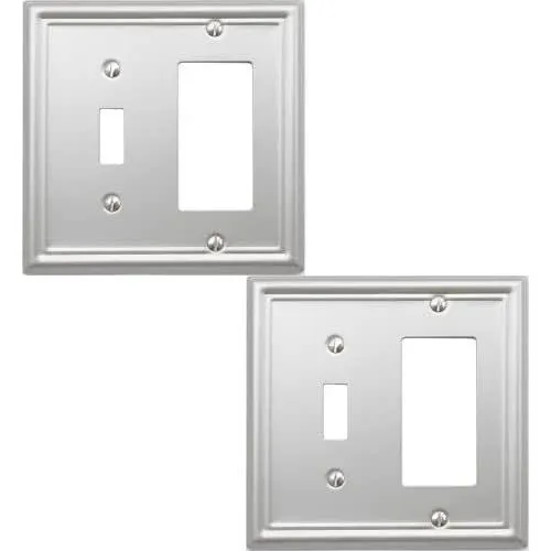 OKAWYC Toggle Decorator Light Switch Cover Luca Metal Wall Plate 2-Pack Brushed ...