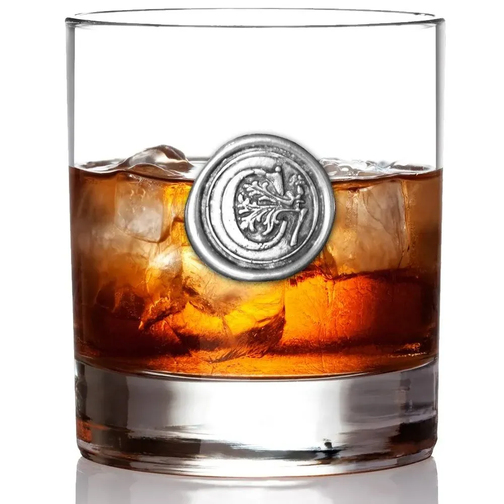 English Pewter Company 11oz Old Fashioned Whiskey Rocks Glass with Monogram ...