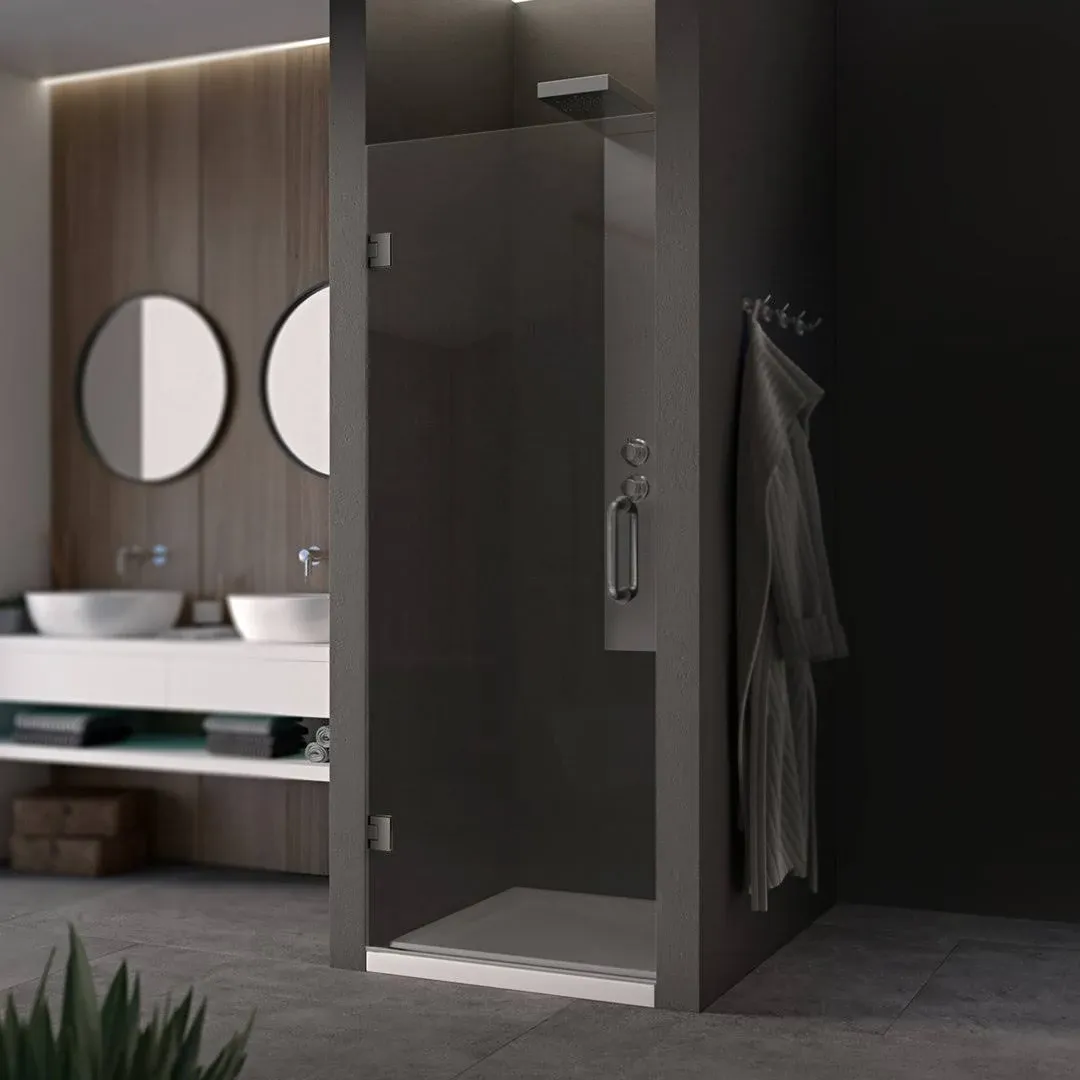 Single Swing Glass Shower Door Ravello Series 30"x72" with Matte Black Finish - 3/8" Tempered Glass with Smart Guard Easy Clean Coating - Frameless Corner Hinge Shower Door by Fab Glass and Mirror