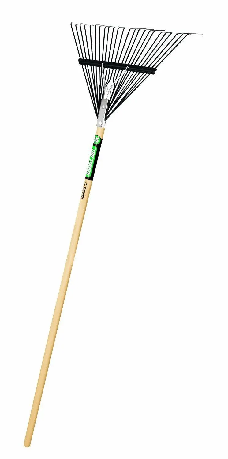 Truper 30480 24-Inch Tru Tough Steel Leaf Rake with Wood Handle