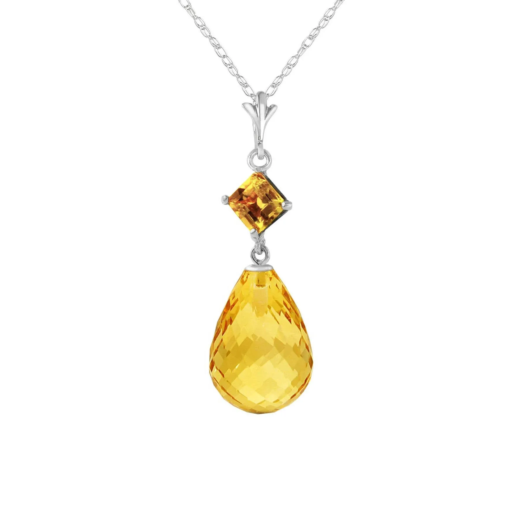 5.5 Carat 14K White Gold Calm After Storm Citrine Gemstone Necklace 14&#034;-24&#034; 