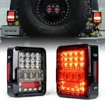 Xprite LED Tail Lights Compatible with Jeep Wrangler JK JKU Rubicon Sahara Sport 07-18 | 4D Clear Lens, Brake Turn Signal, Reverse | DOT Approved - Incl. Accessories