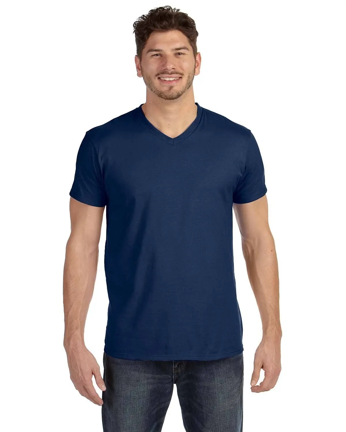 Hanes Mens Ringspun Cotton Nano-T V-Neck T-Shirt (498V)