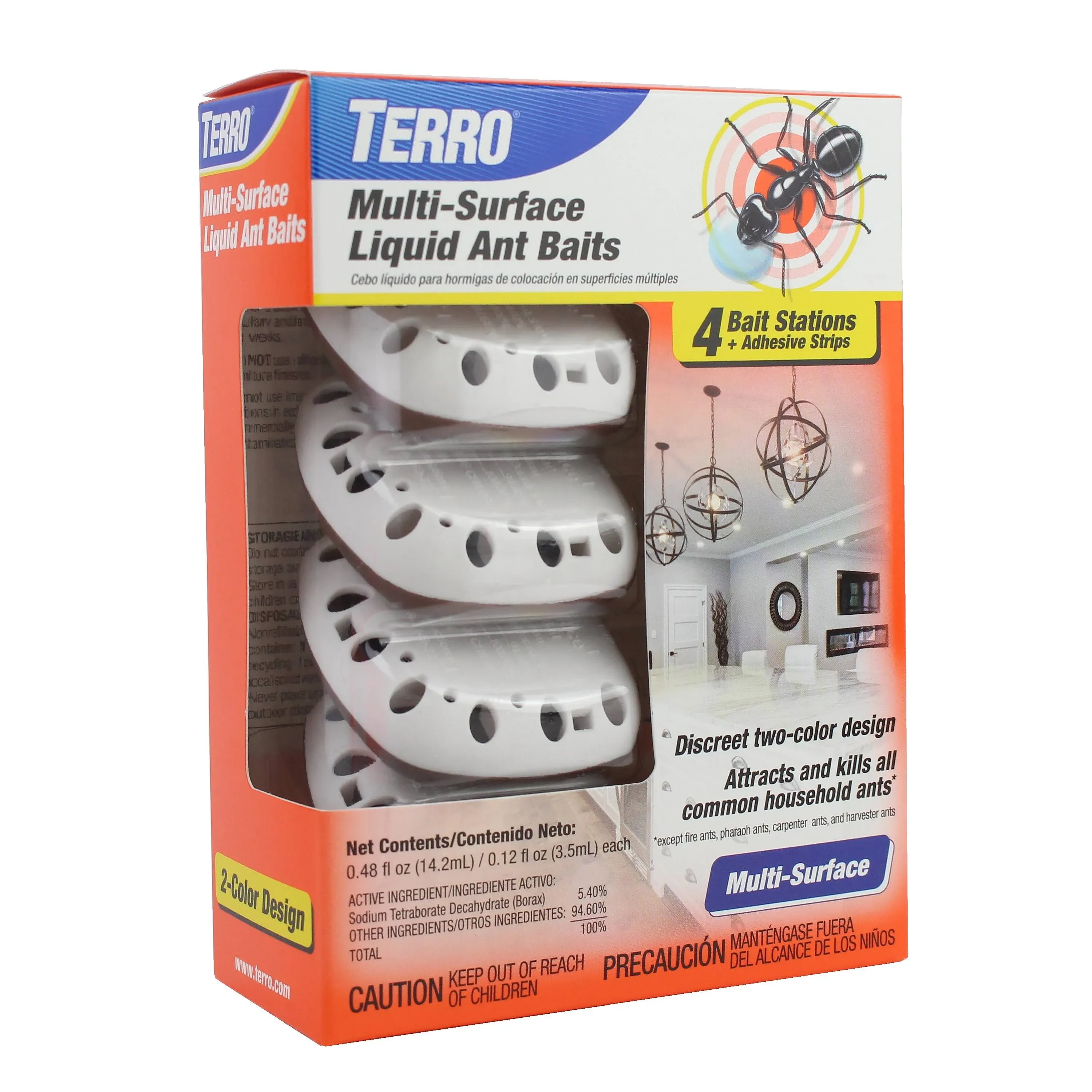 TERRO Multi-Surface Liquid Ant Baits, 4 Pack Bait Station