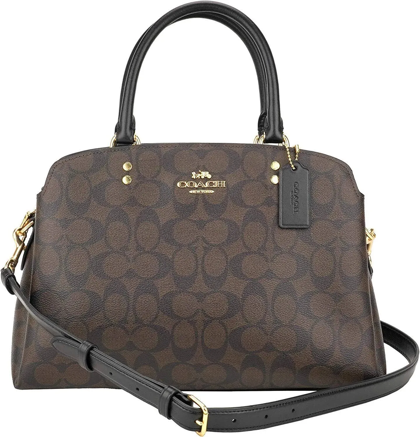 Authentic Coach Women&#039;s Lillie Carryall Signature Brown Satchel Bag NWT $450