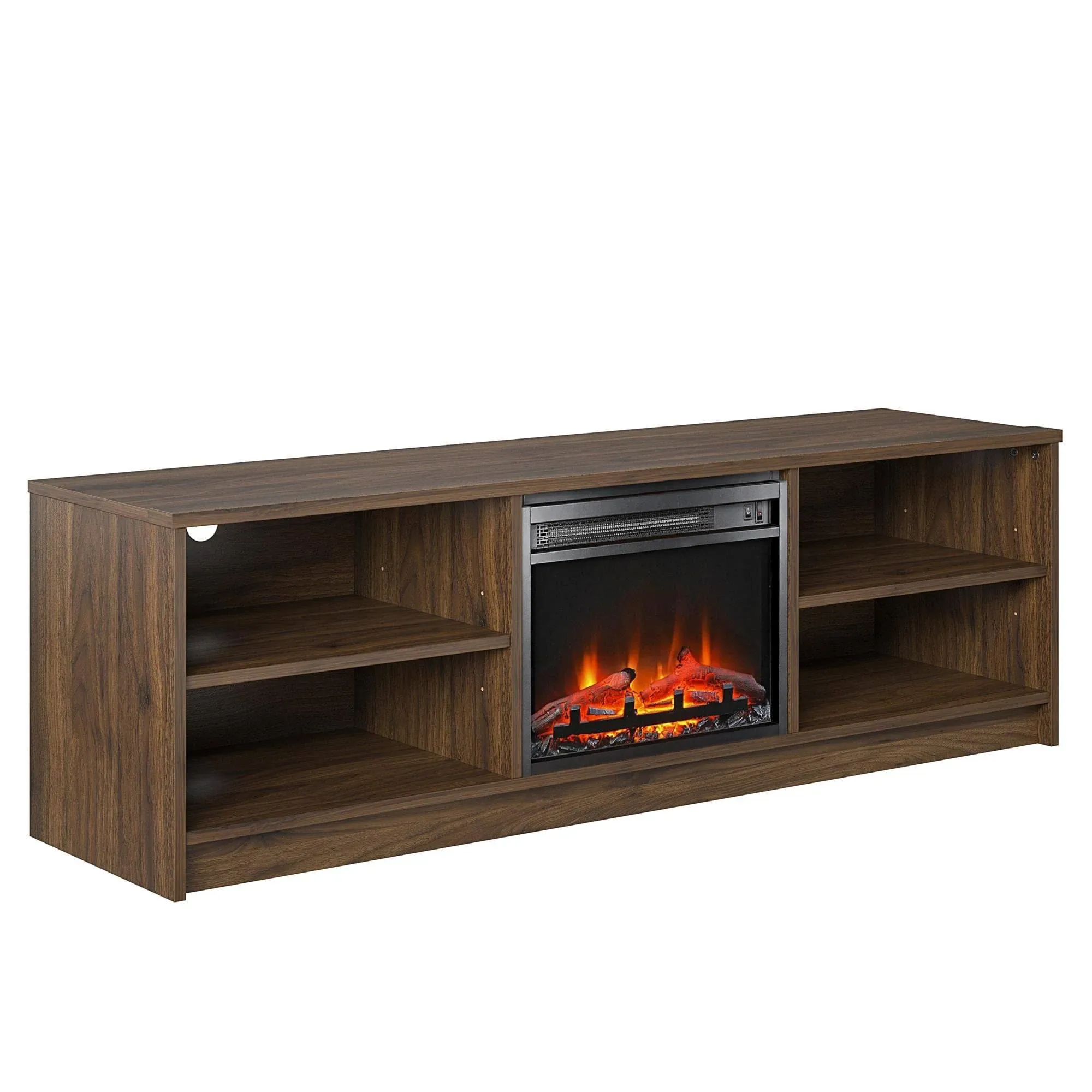 Ameriwood Home Noble Electric Fireplace 65" TV Stand Walnut