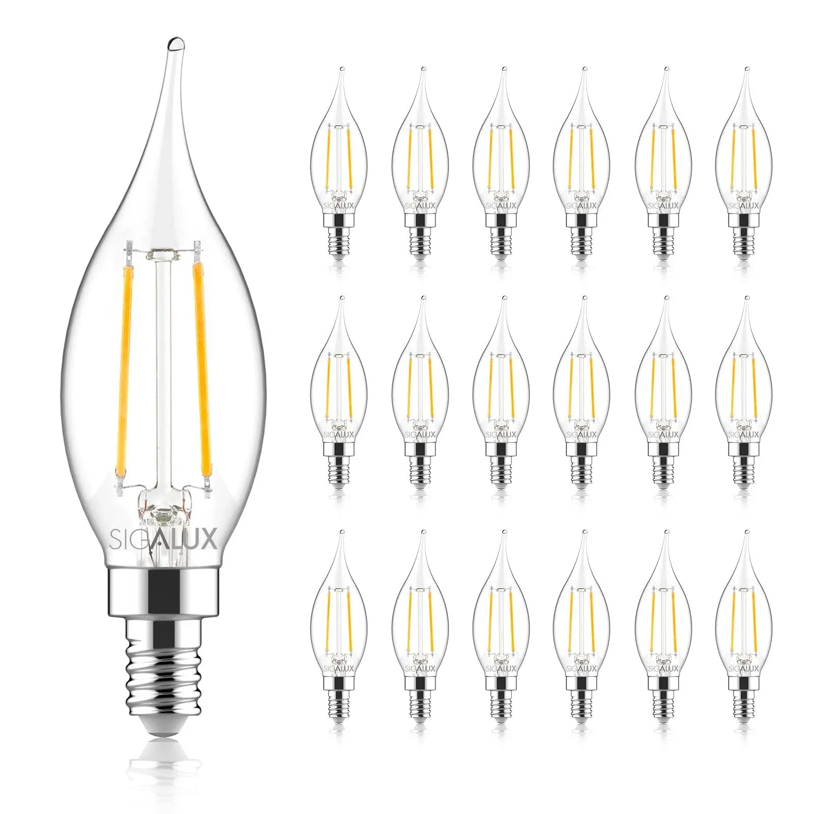 Sigalux Candelabra LED Light Bulbs Dimmable, E12 40 Watt Chandelier Light Bulbs ...