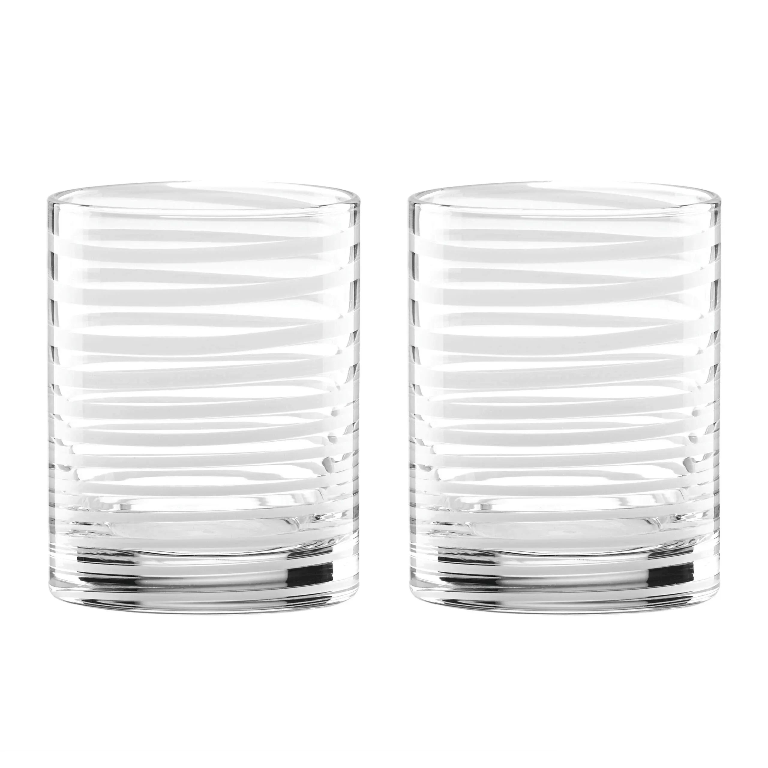 Kate Spade Charlotte St Double Old-Fashioned Glasses- White Swirl Set of 2 New