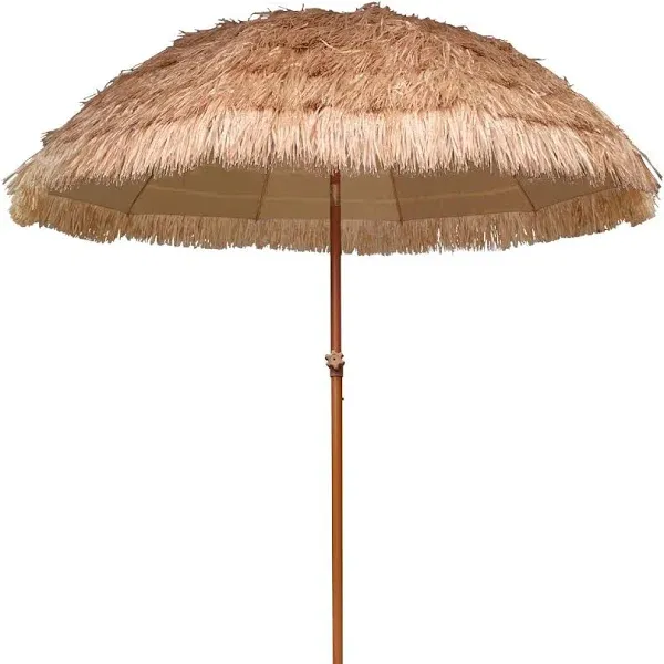 AMMSUN 7.5Ft Hula Thatched Tiki Patio Beach Umbrella Hawaiian Style 10 Ribs UPF 