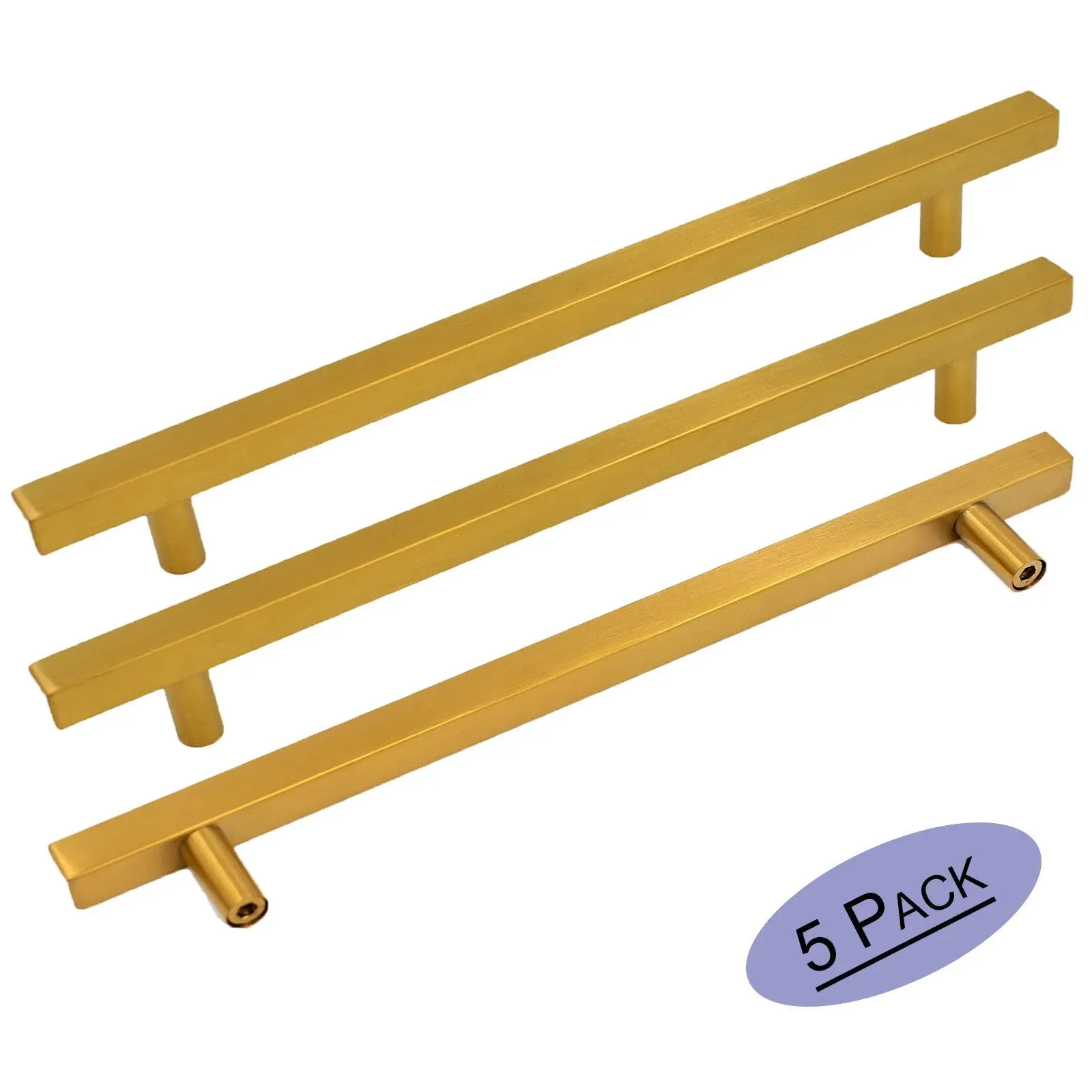 Goldenwarm 5Pack Brass Cabinet Pulls Gold Kitchen Hardware - LS1212GD256 Gold ...