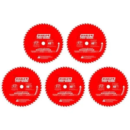 Diablo 5 Pack of 7-1/4 in. X 48 Tooth Steel Demon Saw Blade D0748CFA-5PK