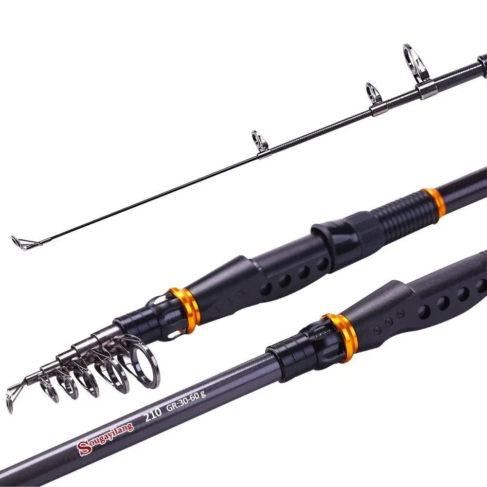 Sougayilang Fishing Rod - 24 Ton Carbon Fiber, Portable Telescopic Super Hard