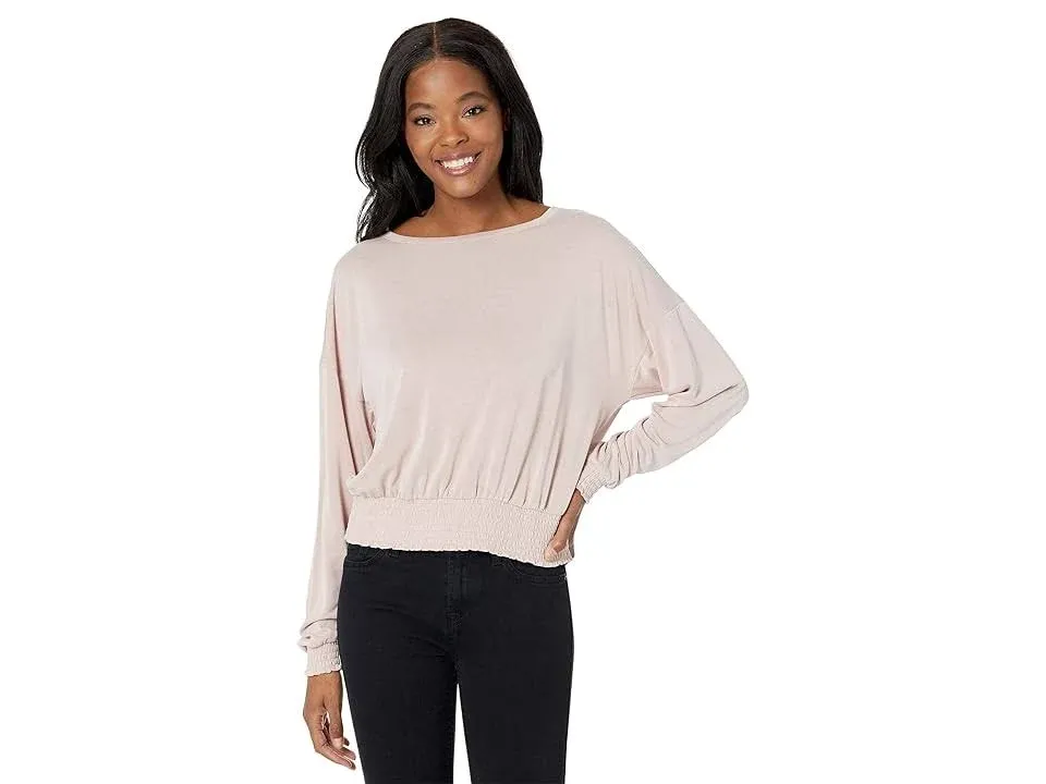 Lucky Brand Smock Waist Long Sleeve T-Shirt in Bridal Rose