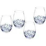 Blue Italian Stemless Glasses, Set of 4