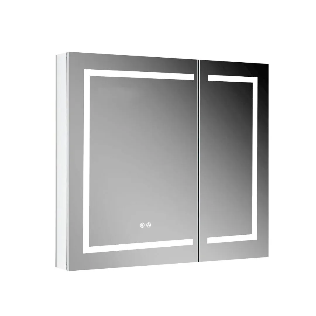 Orren Ellis 5E2665F6115640D78572C44EDDE3ED60 Recessed or Surface Mount Frameless LED Medicine Cabinet with 3 Adjustable Shelves and LED Lighting Size: