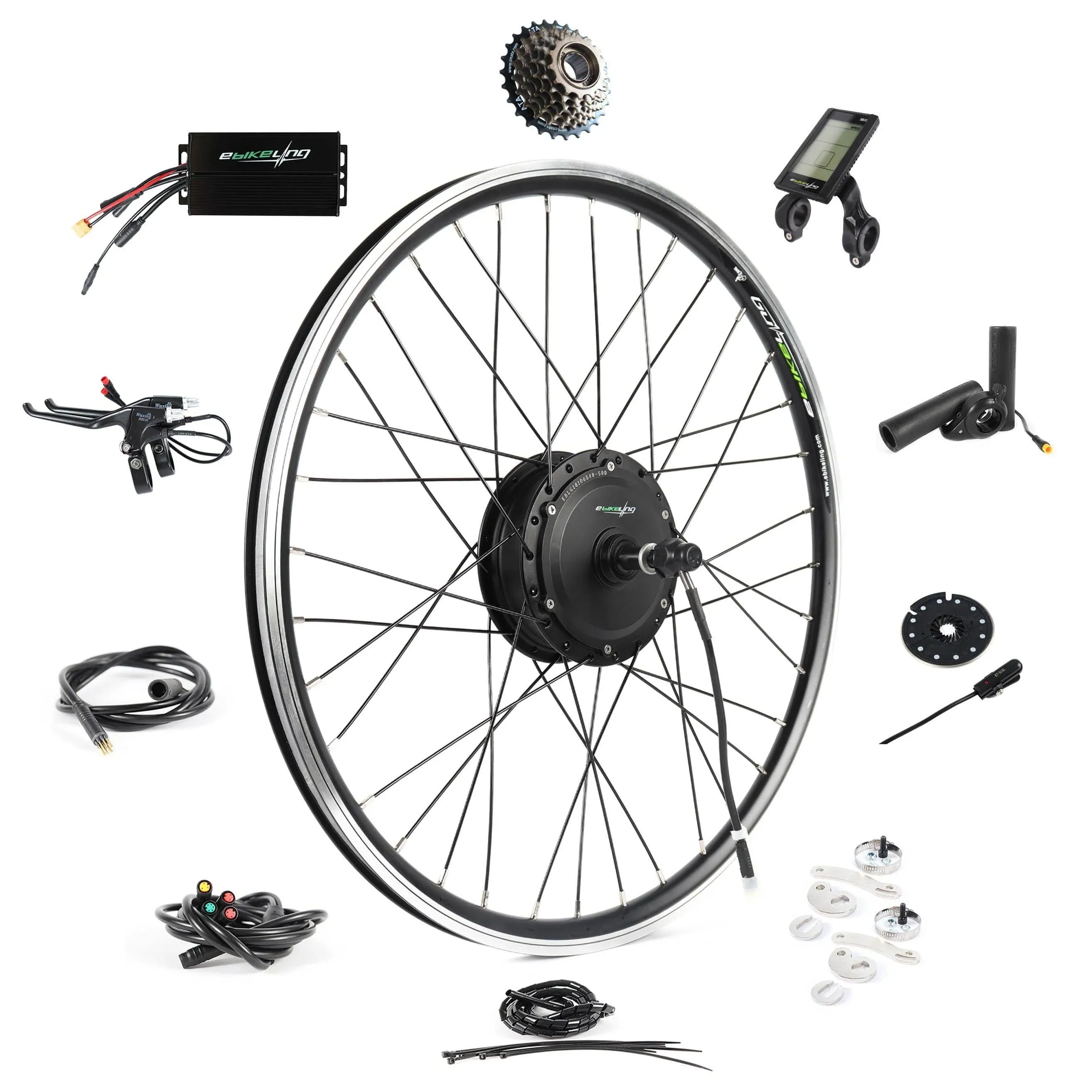 eBikeling Waterproof 36V 500W Geared 26 inch Rear Motor Wheel Electric Bicycle Ebike Conversion Kit, Other