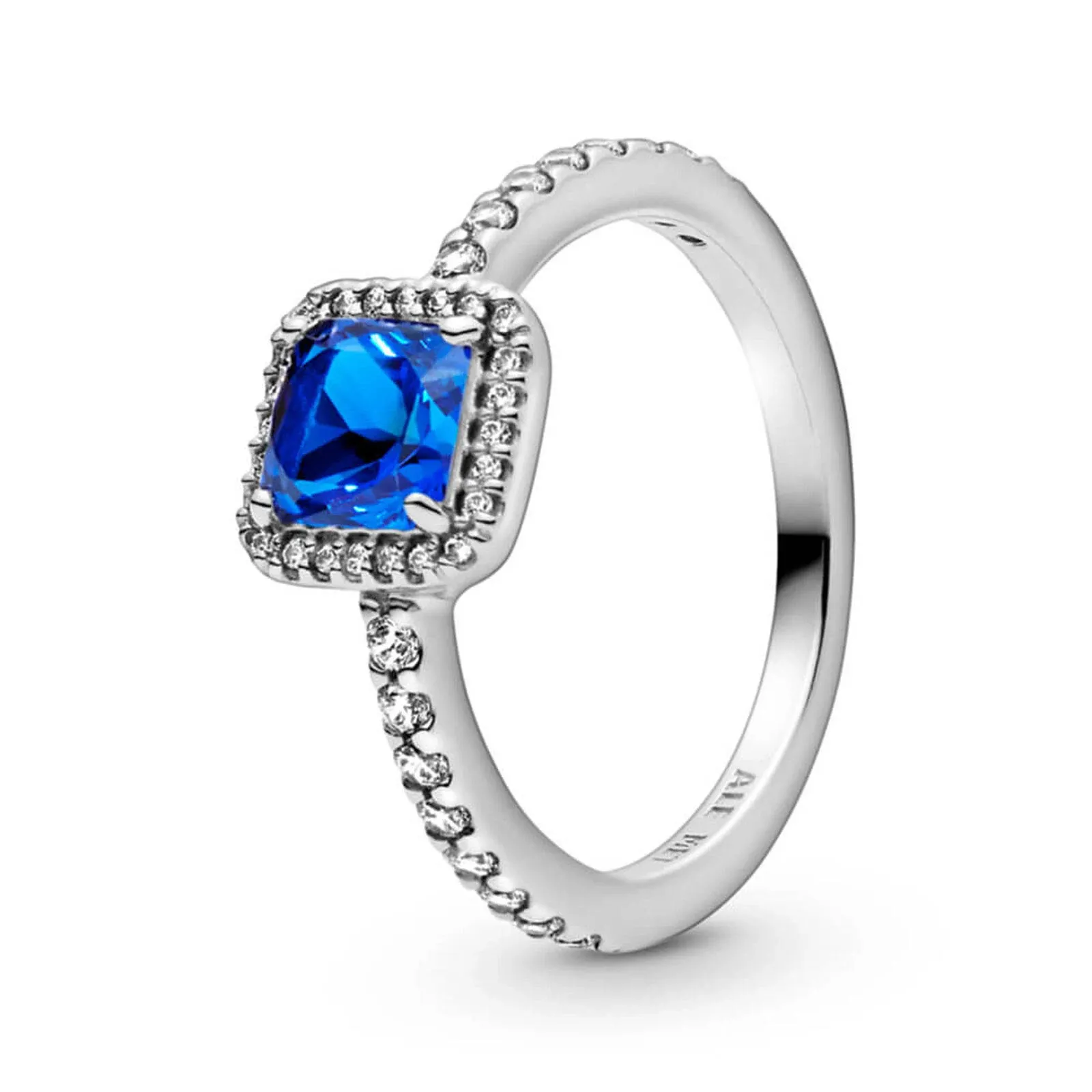 Pandora Blue Square Sparkle Halo Ring