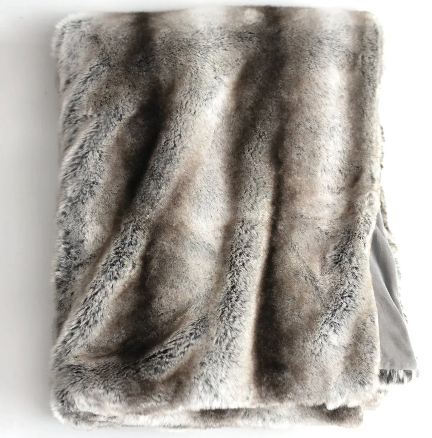 Luxury Faux Fur Oversized Throw Blanket with Plush Velvet Reverse, Fox Lynx or ...