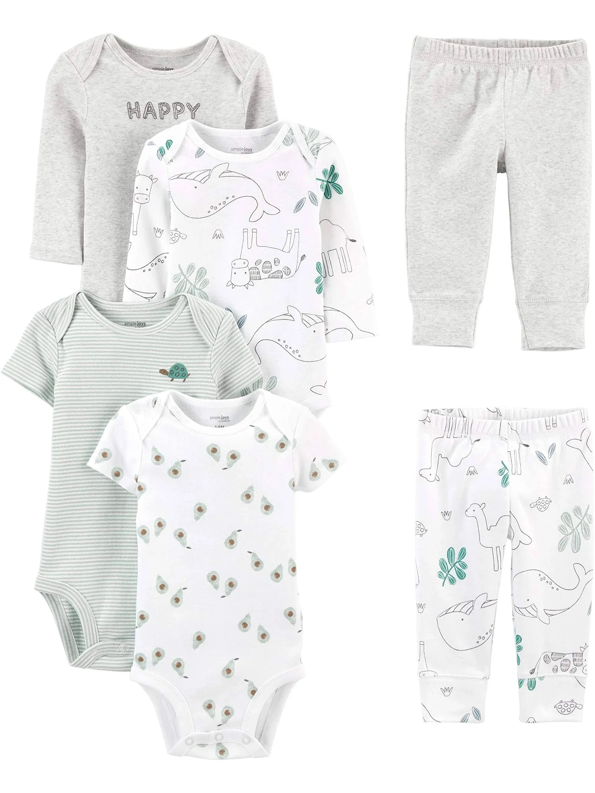 Simple Joys by Carter's unisex-baby 6-piece Bodysuits (Short and Long Sleeve) and Pants Set