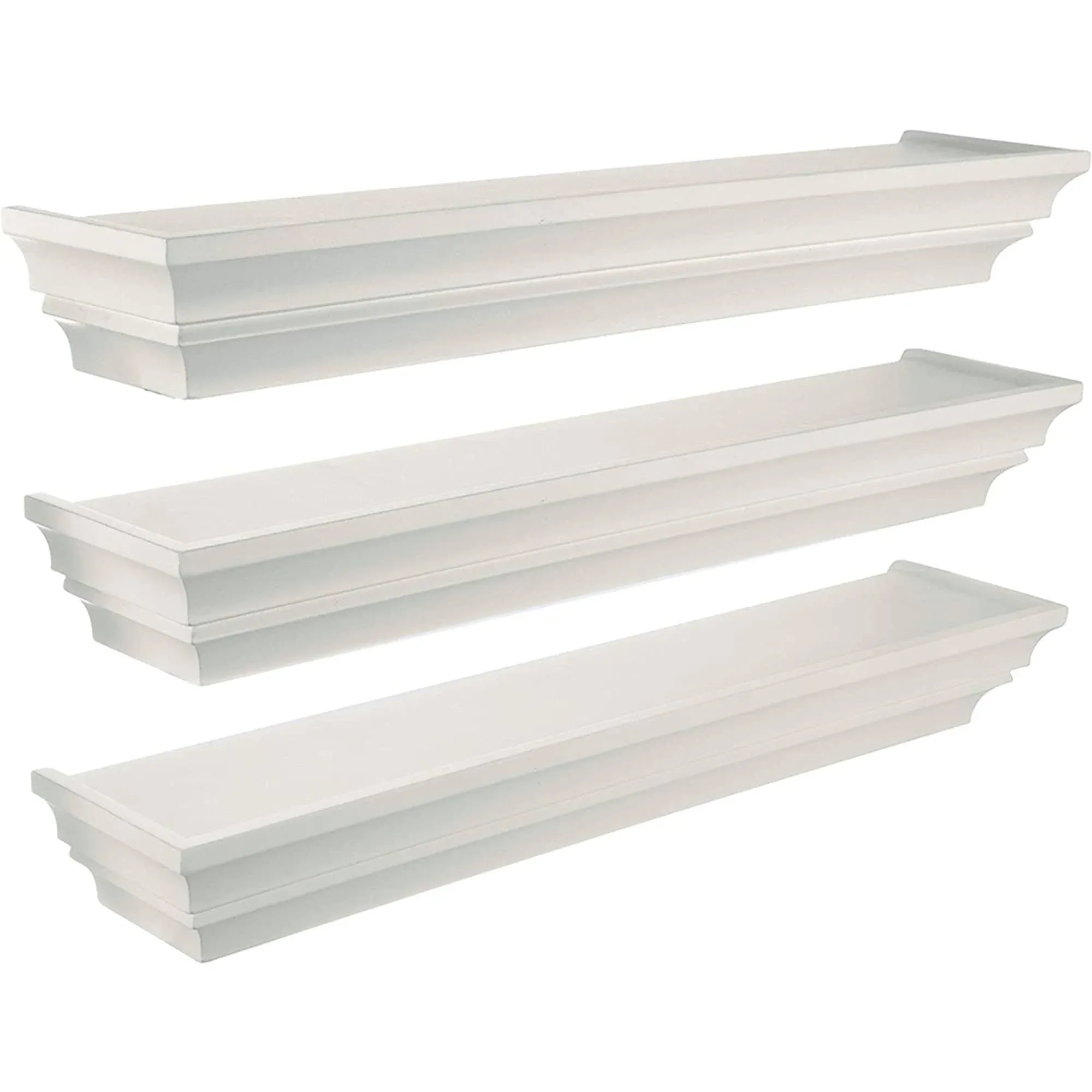 Kiera Grace Madison 3-Piece Contoured Floating Wall Shelves, 24", Antique White - Traditional - Display And Wall Shelves  - by CTG Brands Inc. | Houzz