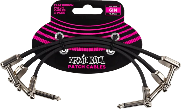 Ernie Ball 6 in. Flat Ribbon Patch Cable (3-pack)