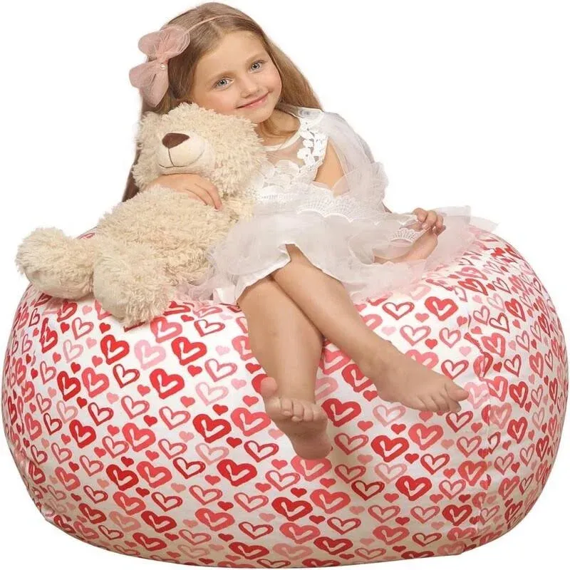 Wekapo Stuffed Animal Storage Bean Bag Chair Cover for Kids | Stuffable Zipper Beanbag for Organizing Children Plush Toys | 38 inch Extra Large