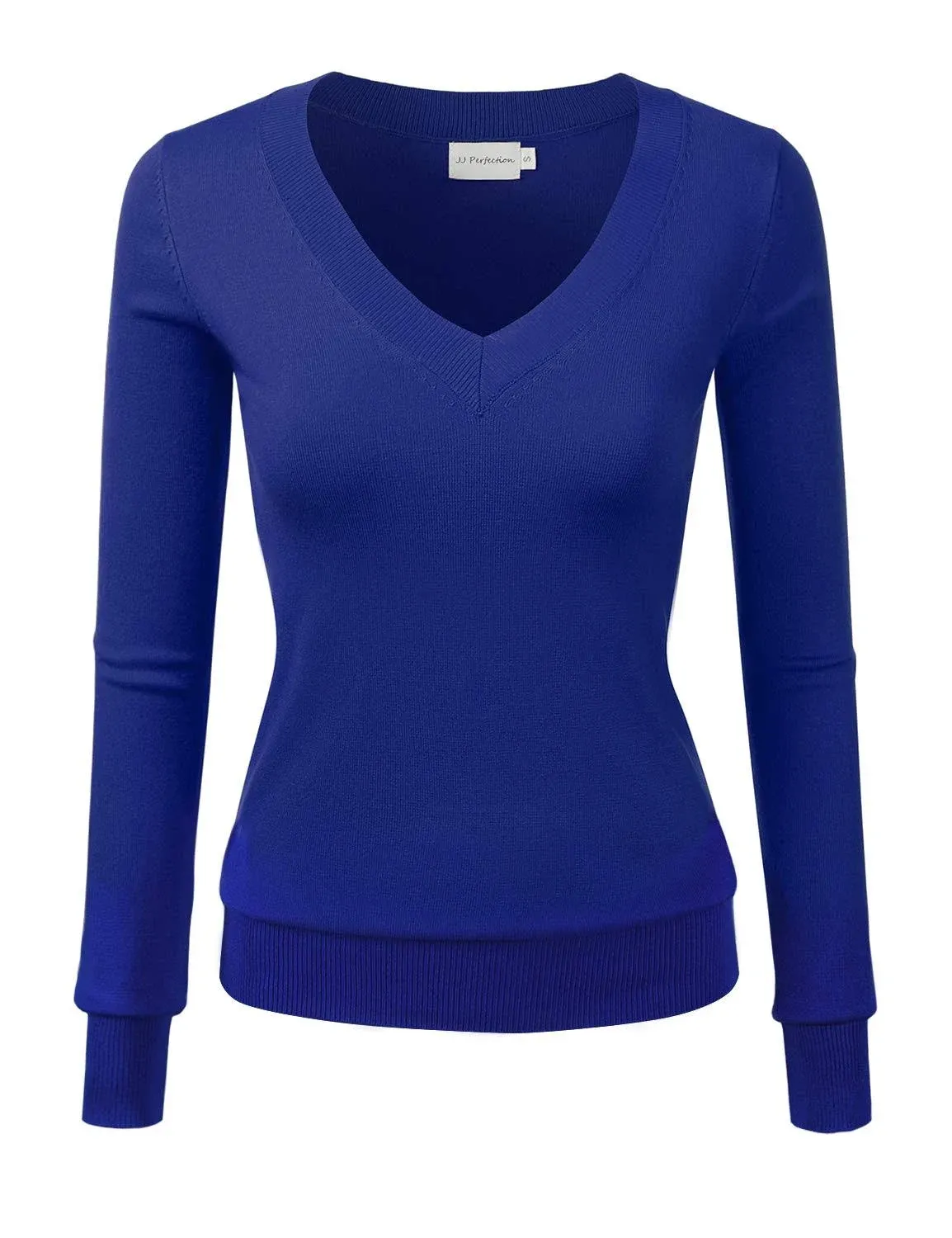 JJ Perfection Women's Long Sleeve V-Neck Pullover Sweater with Plus size, Size ...